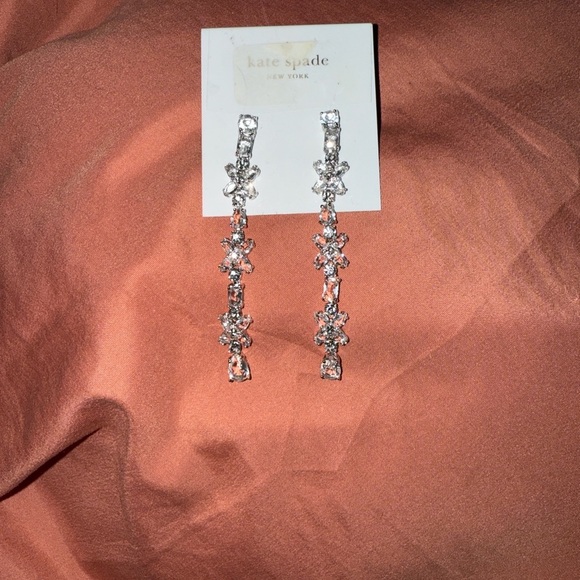 Kate Spade Silver Crystal Drop Earrings - Picture 2 of 3